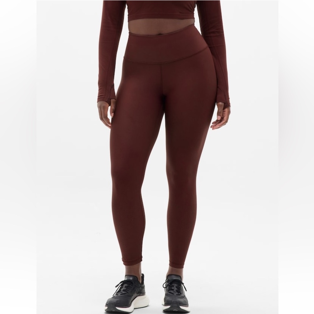 Athleta Interval Perforated Leggings Garnet Large Tall 30” inseam